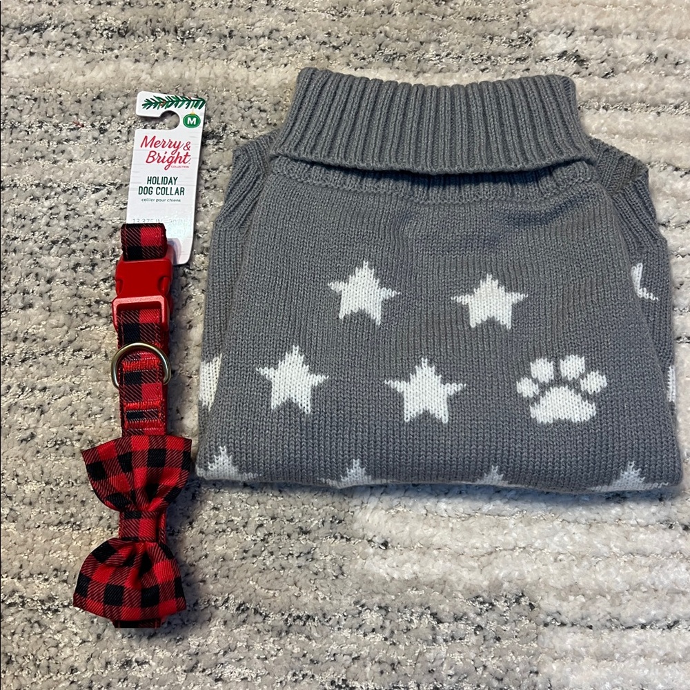 Top Paw Gray Fashion Dog Sweater- medium plus collar nwt